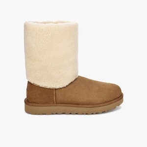 Ugg Classic Short II Sherpa Cuff Women Boots Brown (4159KVWAM)